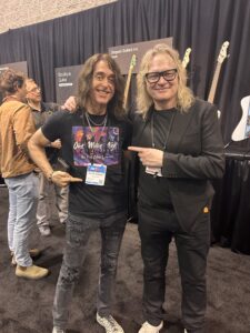 Dave with his bass building hero, Sheldon Dingwall of Dingwall Guitars